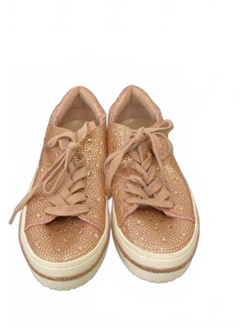 Crown & Ivy Lara Bling Pink Rhinestone Fashion Sneakers Women's Size 7
